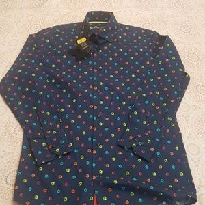 Visconti Black Floral Long Sleeve Button Down